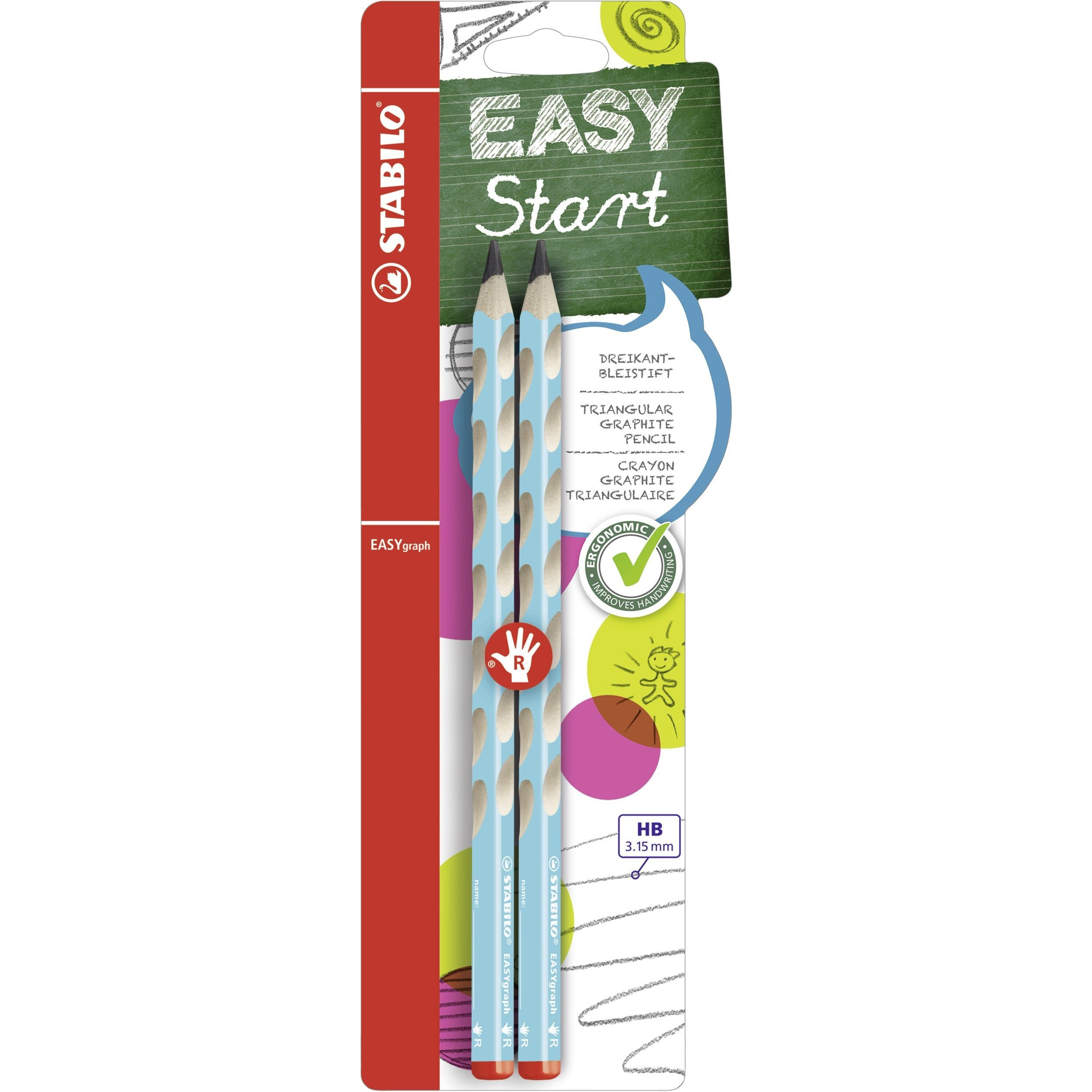Stabilo 3.15 Mm Hb Ergonomic Graphite Wooden Pencil | Right Handed | Easygraph | Pack Of 2 | Blue