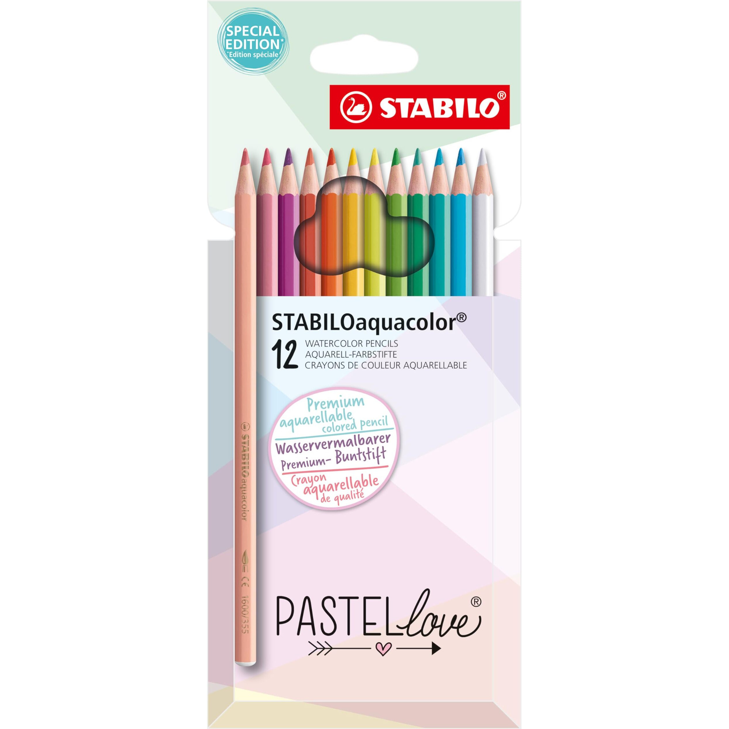 Aquarellable Coloured Pencil - Stabiloaquacolor - Pastellove Set - Pack Of 12 - Assorted Colours