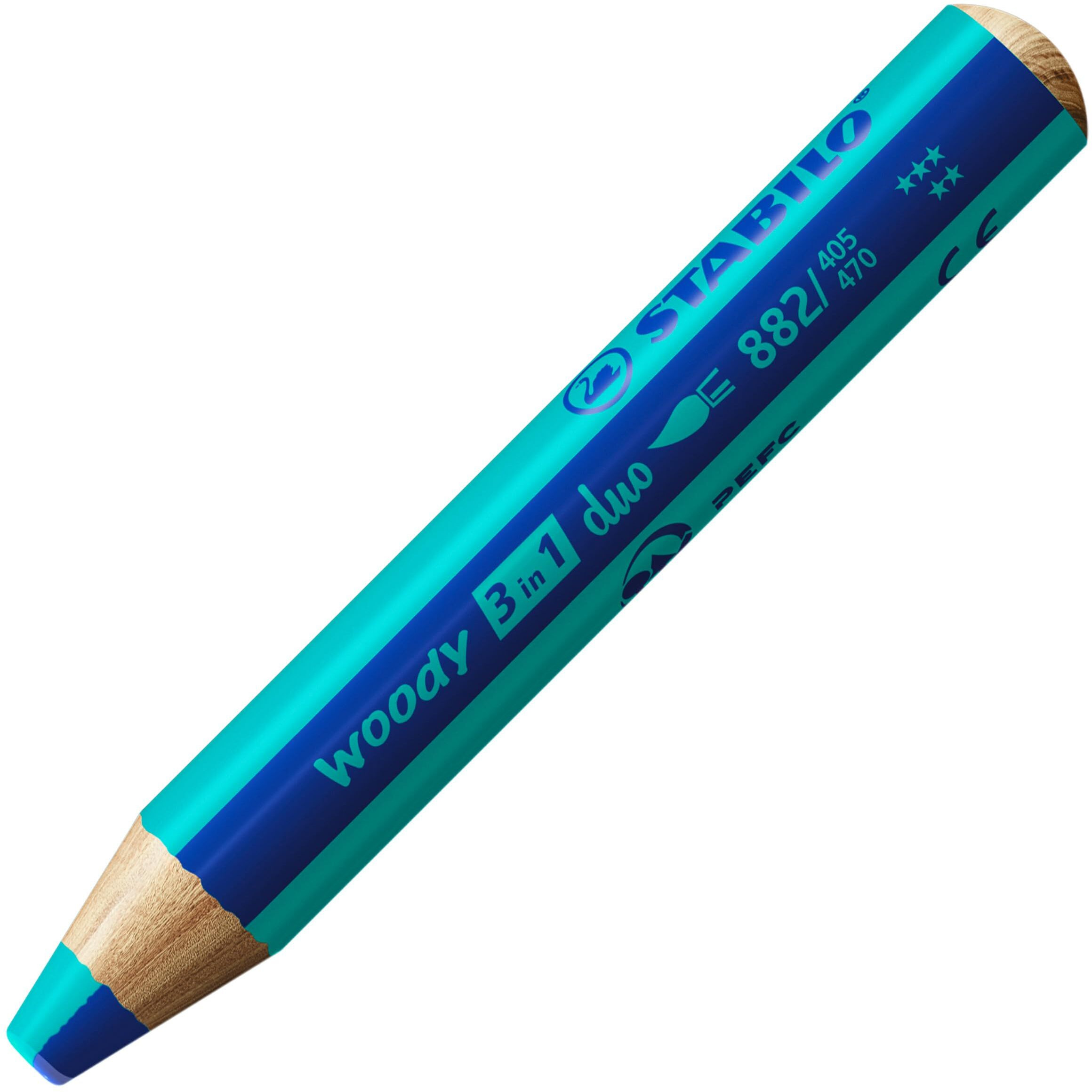Stabilo Multi-Talented Pencil Woody 3 In 1 Duo - Ultramarine/Turquoise - 1 Piece