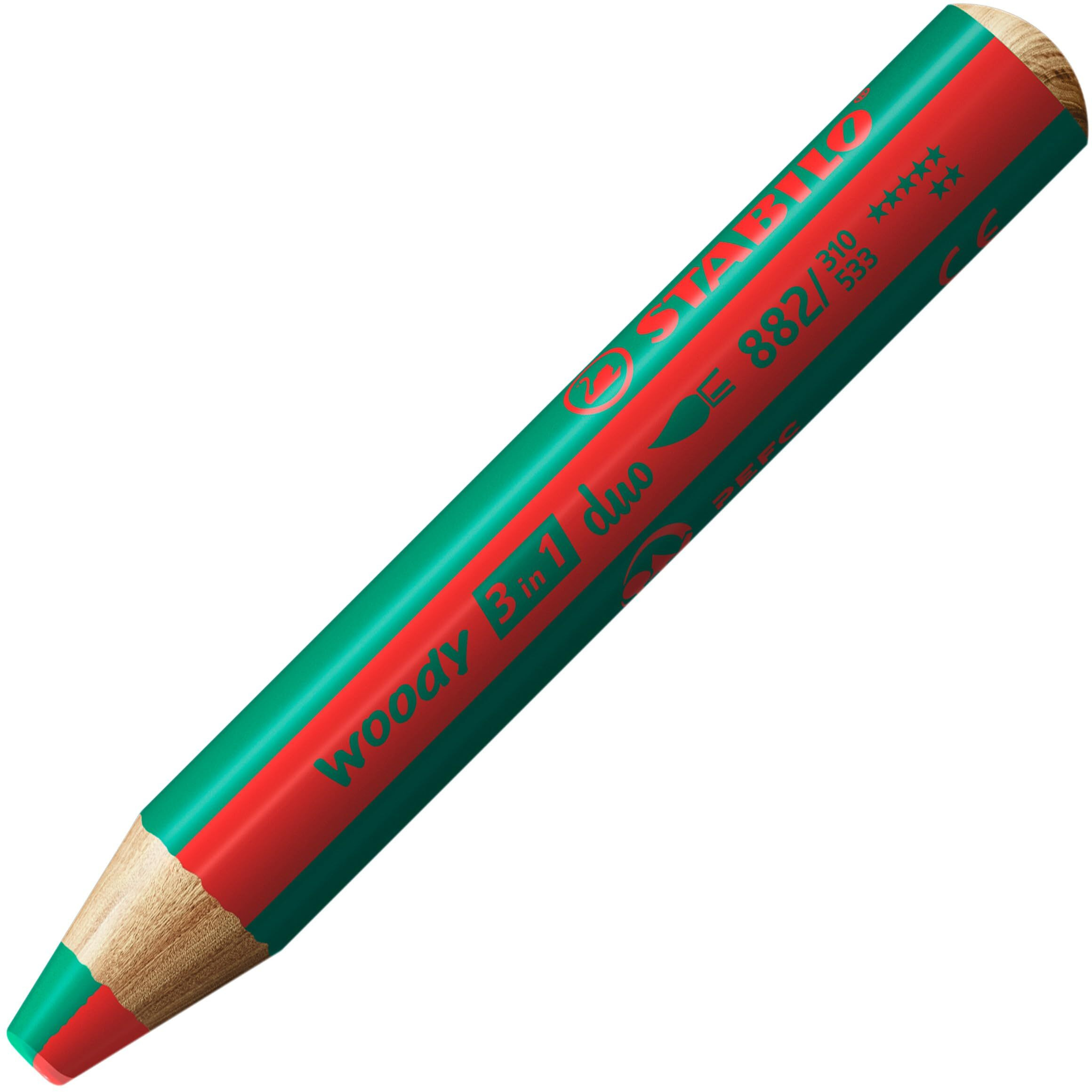 Stabilo Multi-Talented Pencil Woody 3 In 1 Duo - Red/Dark Green - 1 Piece