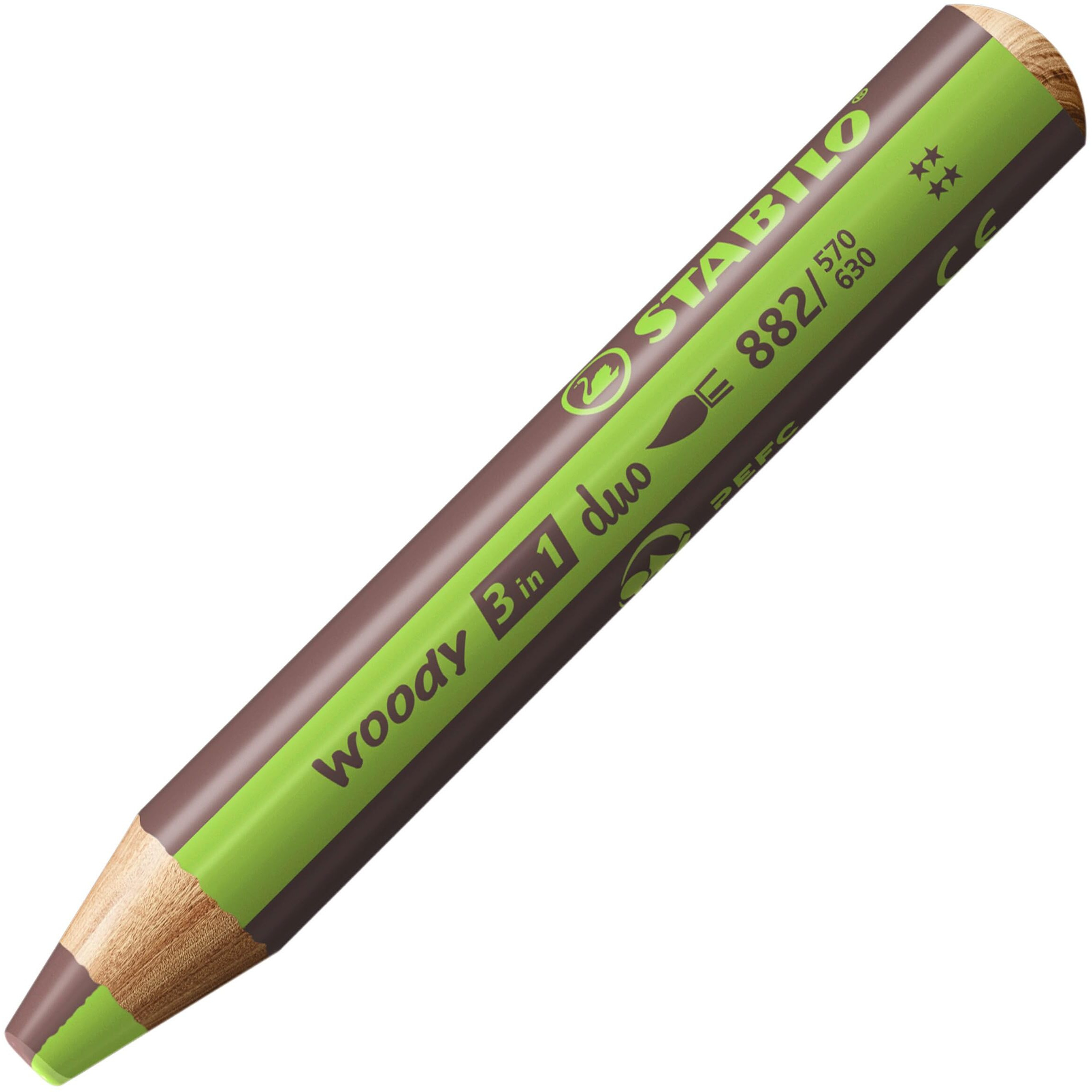 Stabilo Multi-Talented Pencil Woody 3 In 1 Duo - Light Green/Brown - 1 Piece