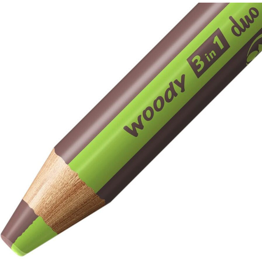 Stabilo Multi-Talented Pencil Woody 3 In 1 Duo - Light Green/Brown - 1 Piece