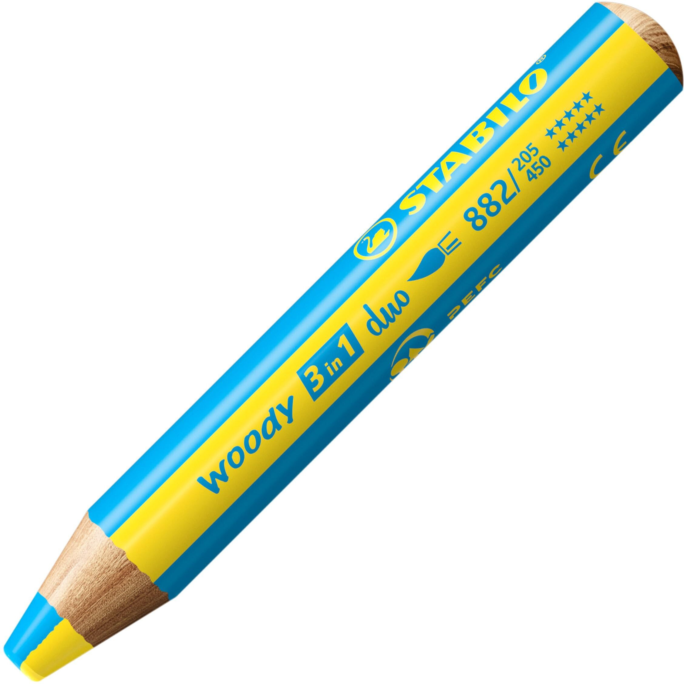 Stabilo Multi-Talented Pencil Woody 3 In 1 Duo - Pack Of 5 - Yellow/Cyan Blue