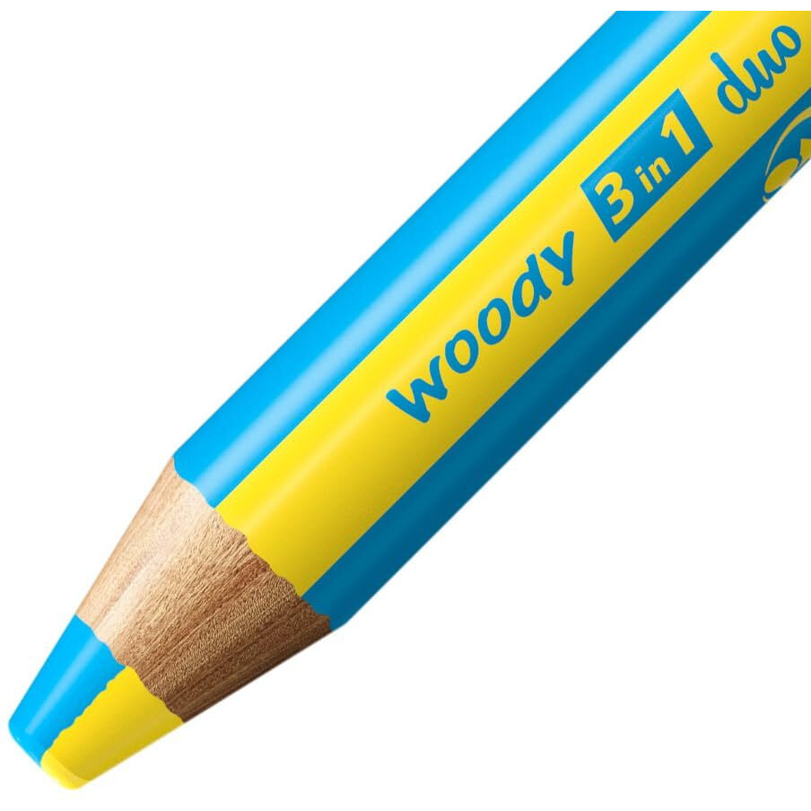 Stabilo Multi-Talented Pencil Woody 3 In 1 Duo - Pack Of 5 - Yellow/Cyan Blue