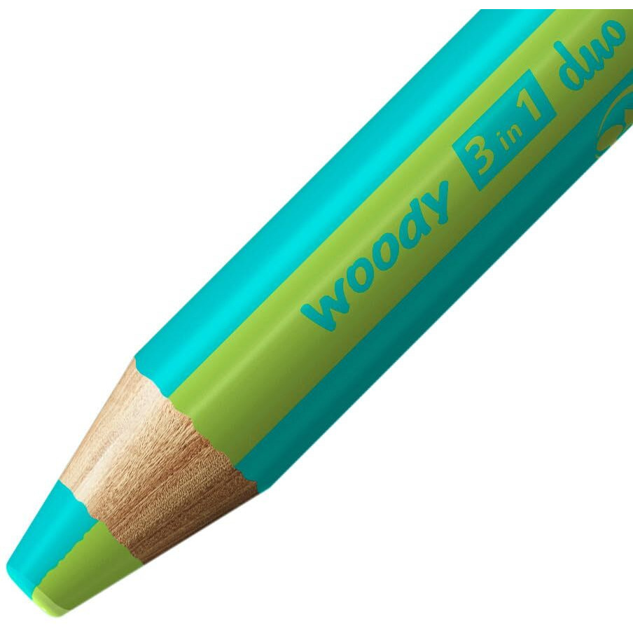 Multi-Talented Pencil - Stabilo Woody 3 In 1 Duo - Pack Of 5 - Turquoise/Light Green