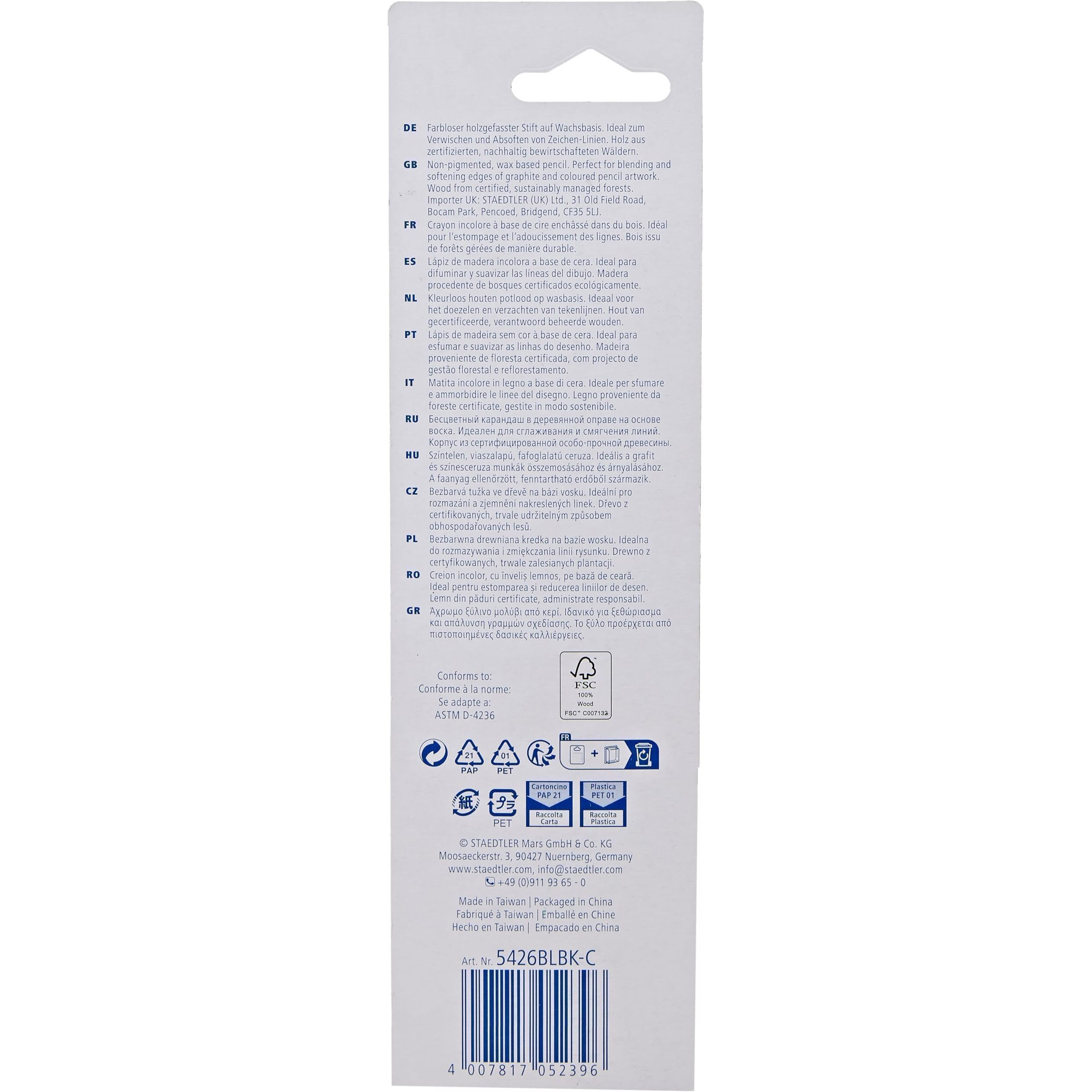 Staedtler Blender Pencil In Blister Pack Of 1 No.|White