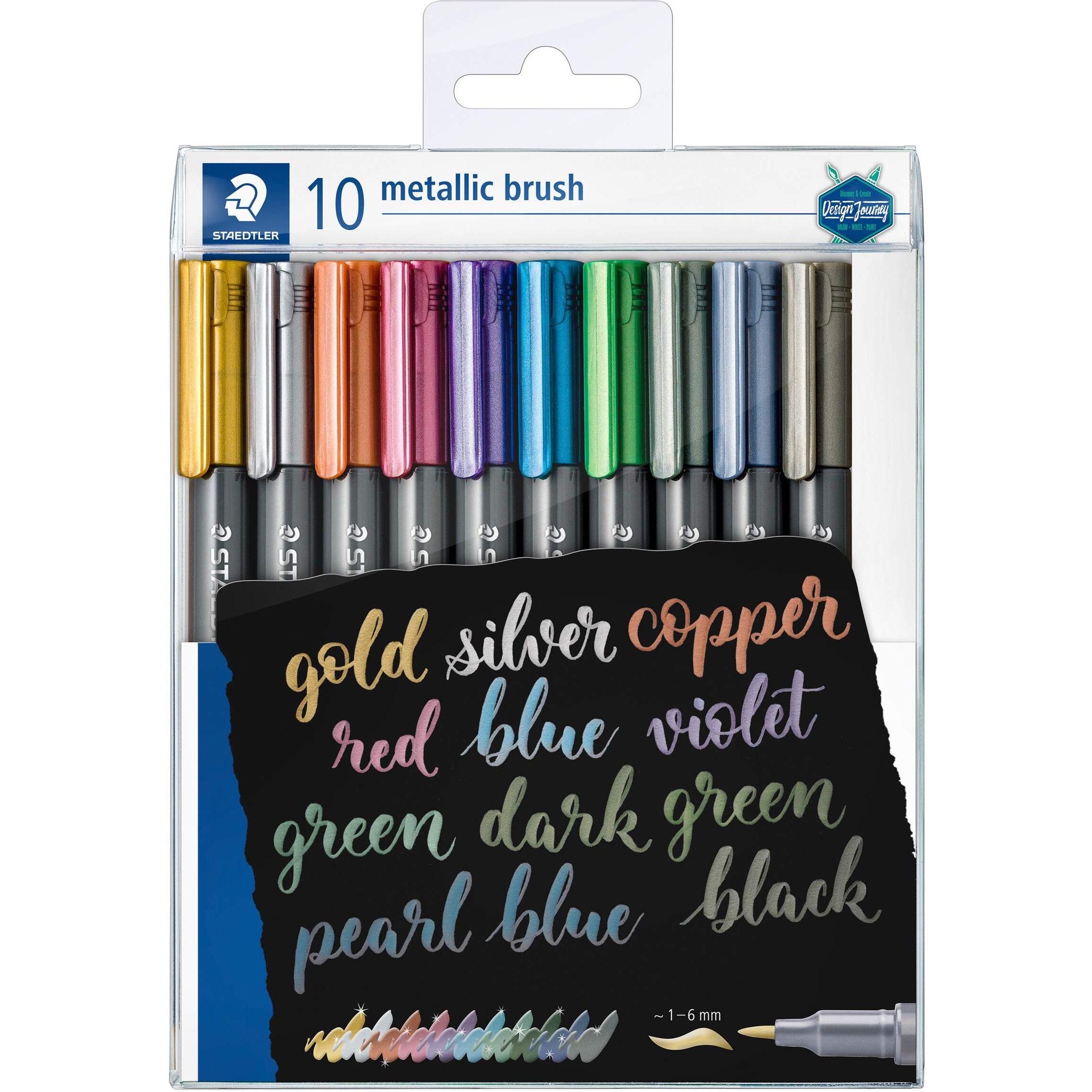 Staedtler Metallic Marker Pen With Brush Tip In Box Of 10 Asst.Colors