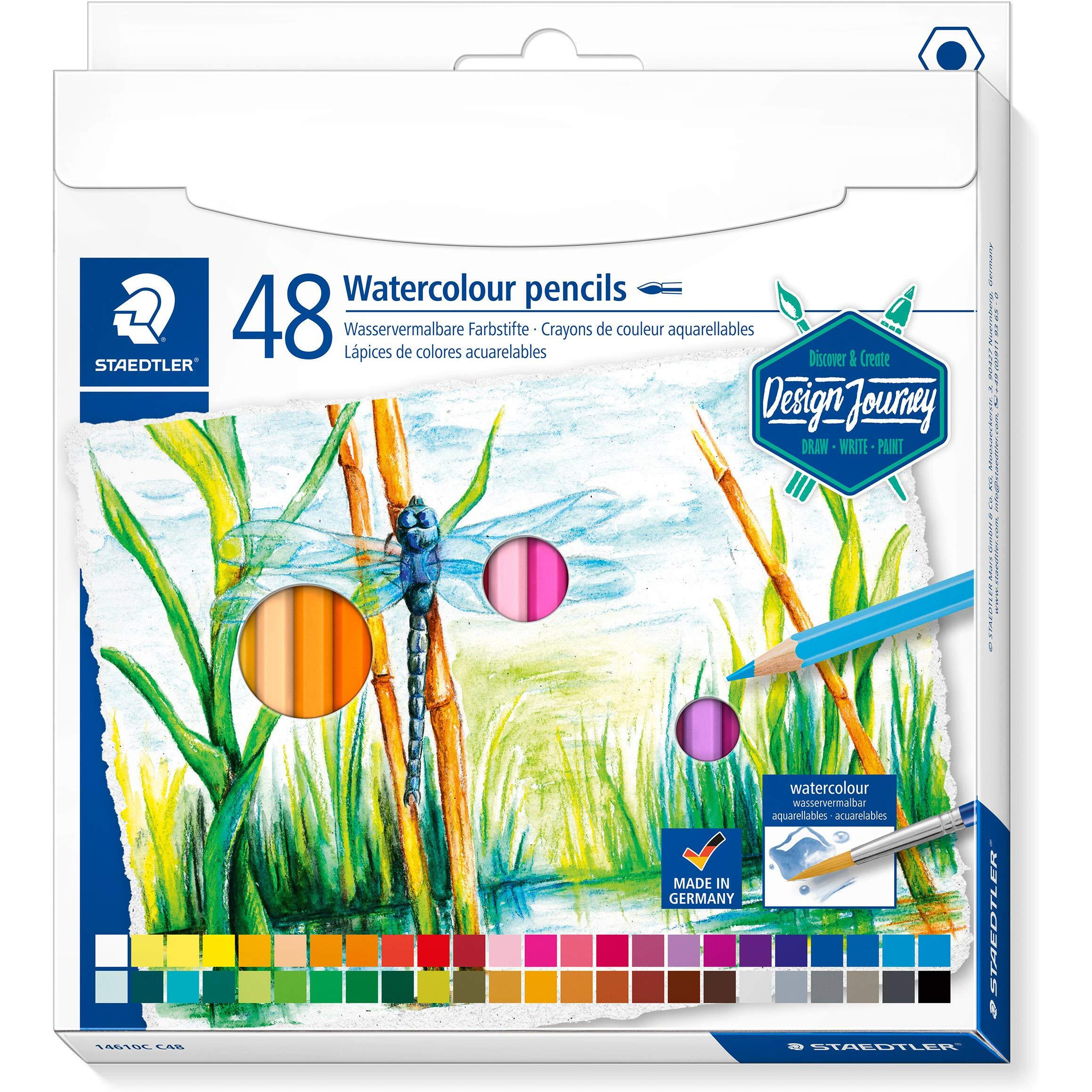 Staedtler Wateroloured Pencils (Design Journey) In 48 Assorted Colours In Card Board Box Packing