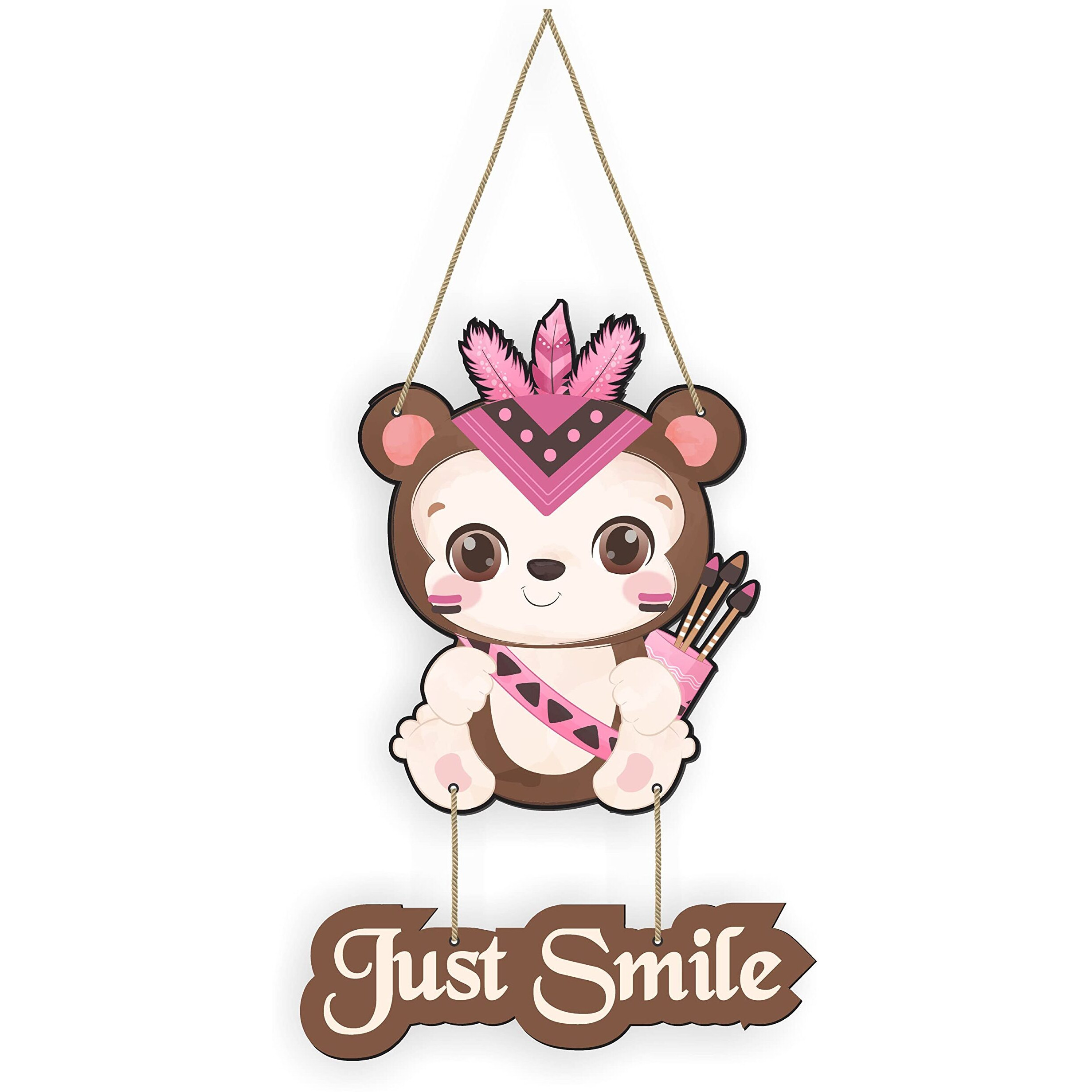 Aps Art Plus Store Just Smile Wooden Wall Hanging For Wall Decor, Wall Hanging For Home Decor Stylish, Motivational Quote Wall Decorative Item, Kids Room Wall Decor