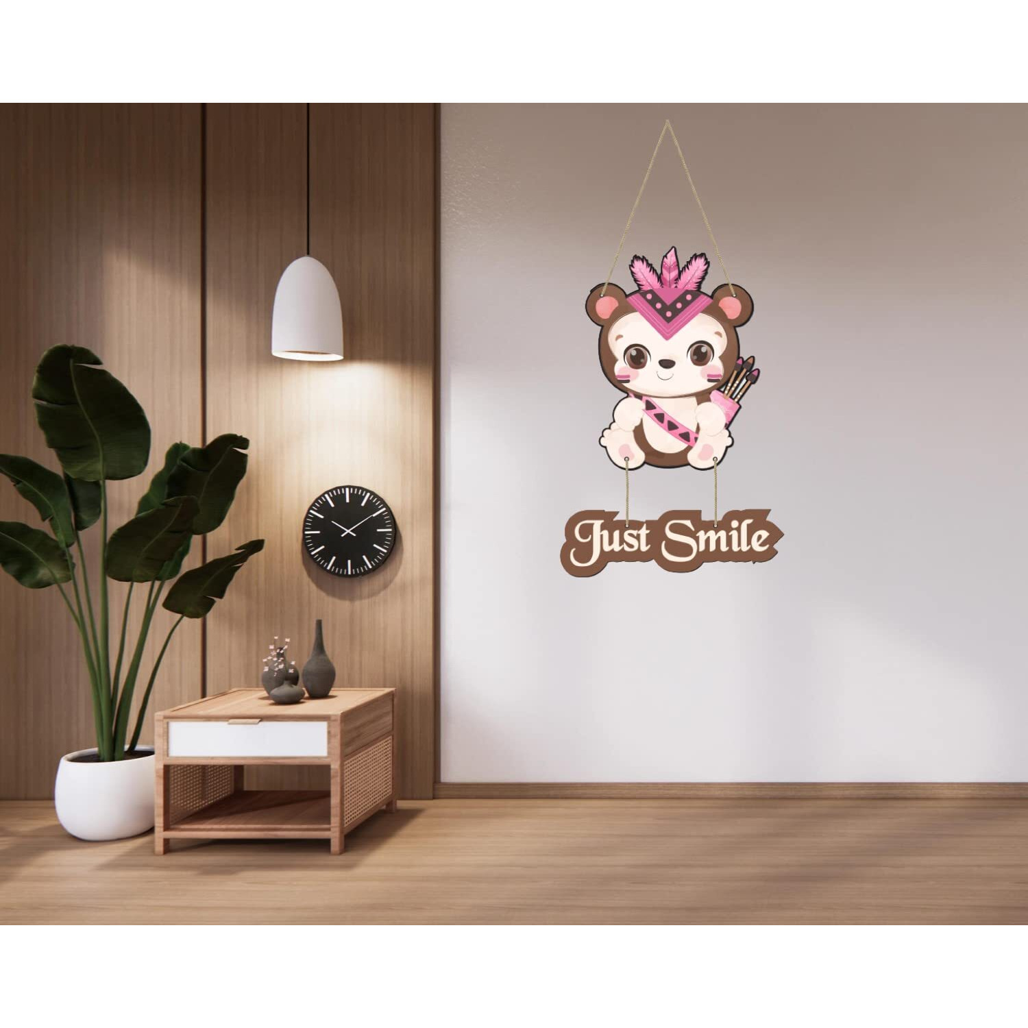 Aps Art Plus Store Just Smile Wooden Wall Hanging For Wall Decor, Wall Hanging For Home Decor Stylish, Motivational Quote Wall Decorative Item, Kids Room Wall Decor