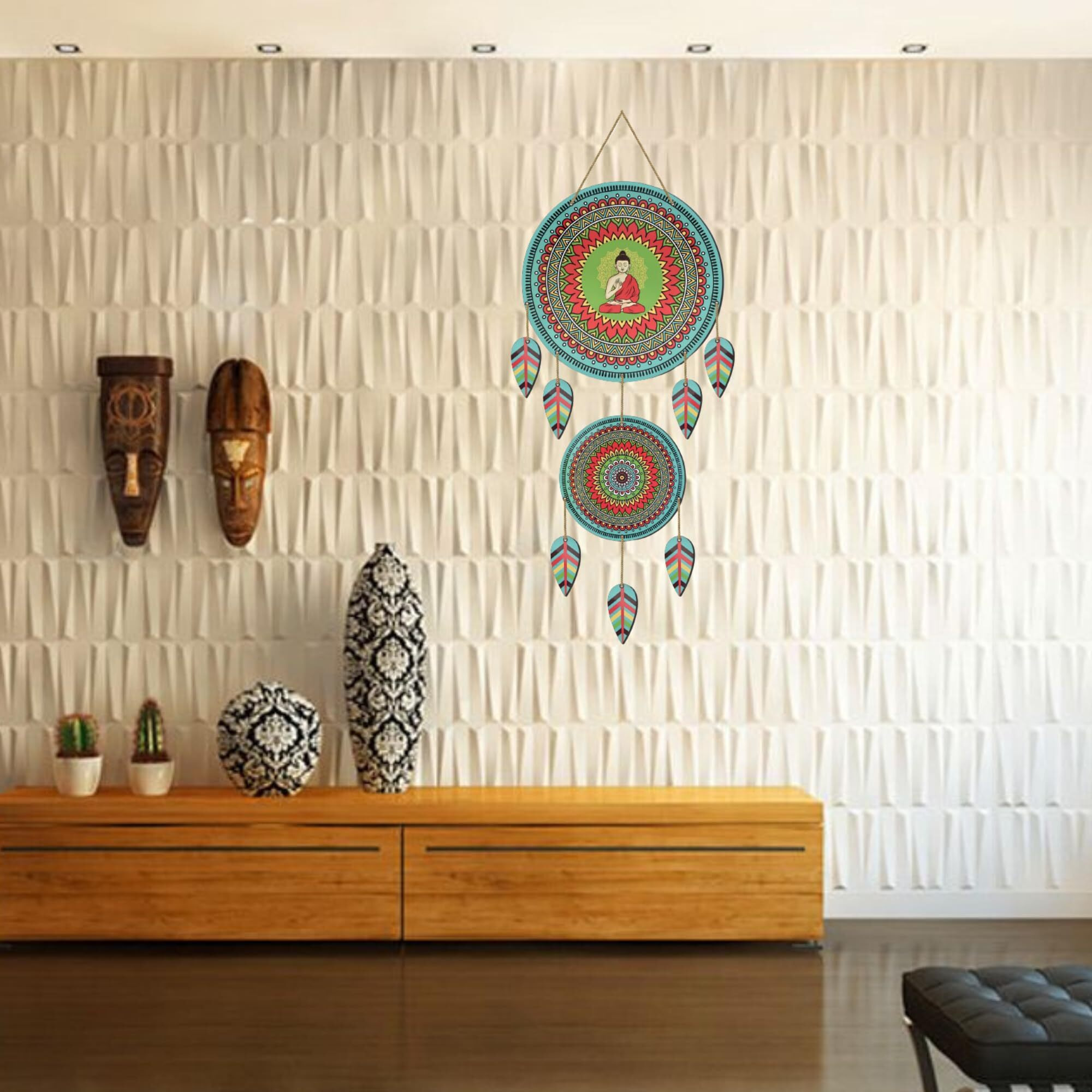 Aps Art Plus Store Wooden Uv Printed Buddha Wall Hanging For Home Wall Decor Stylish, Wall Hanging For Living Room Wall Decor