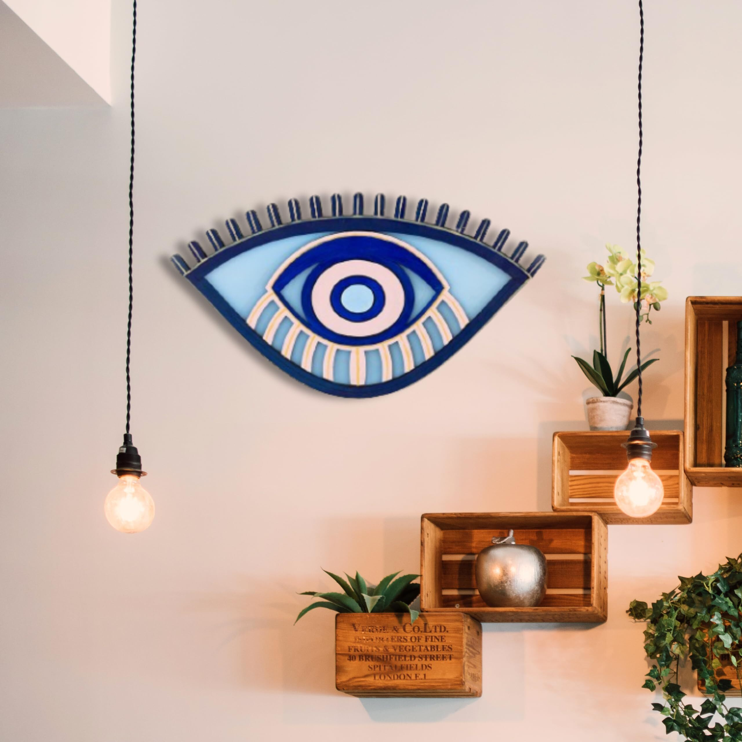 Aps Art Plus Store Wooden 3D Evil Eye Wall Sculpture For Wall Decor, Unique Wall Decorative Item For Home, Office, Living Room Wall Decor