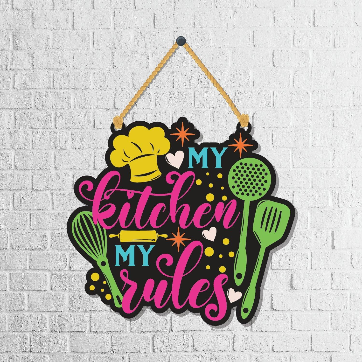 Aps Art Plus Store My Kitchen My Rules, Kitchen Wall Decorative Hanging, Kitchen Wall Decorative Quote Wall Hanging