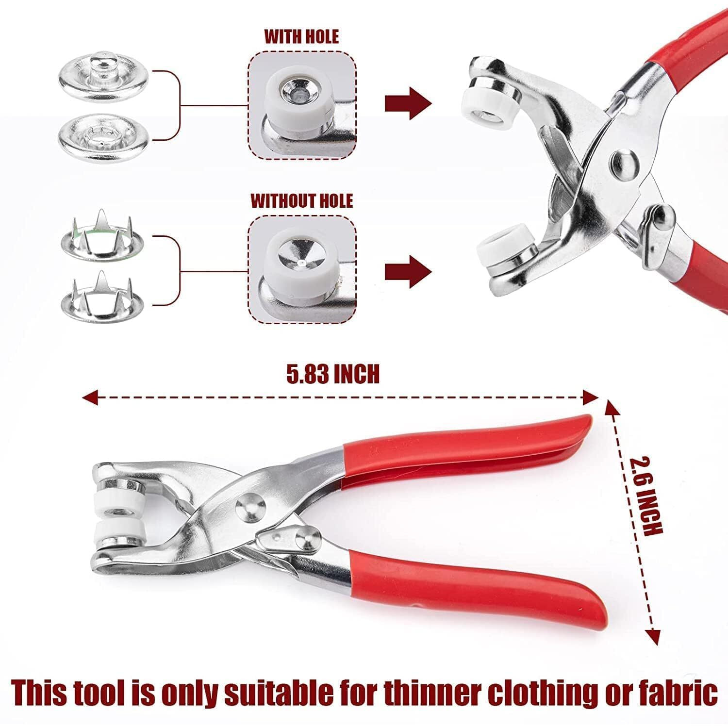 Cofiex Premium Snap Buttons Kit (100Pcs Silver Button + 100Pcs Color Ring) -Metal Thickened Fasteners Set With Hand Pliers -Easy 9.5Mm Five-Claw Buckle Set For Children's Clothing Household Machine Press Tool Included