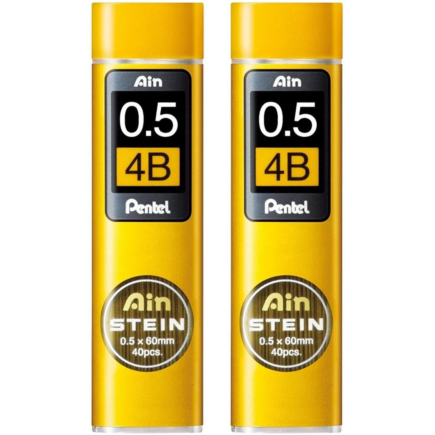 Pentel Ain Stein Mechanical Pencil Lead | Tip Size 0.5 Mm | Lead Of Grade 4B | Pack Of 40 Pcs X 2 Set (C275-4B), Ink Black