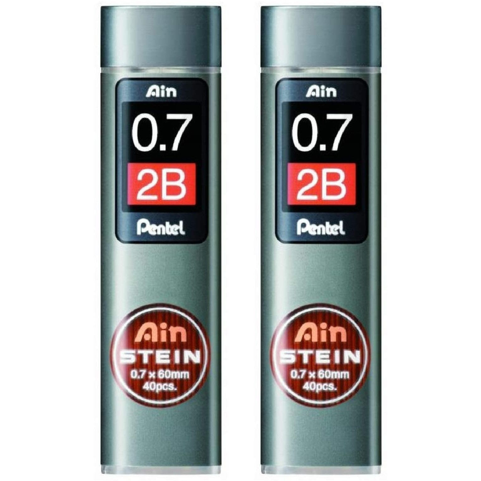 Pentel Ain Stein Mechanical Pencil Lead|Tip Size 0.7 Mm|Lead Of Grade 2B|Pack Of 40 Pcs X 2 Set(C277-2B),Assorted