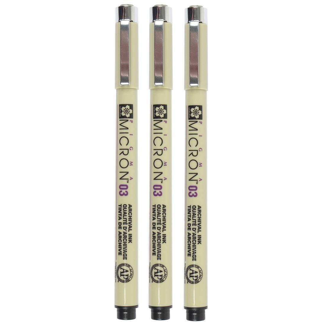 Sakura Pigma Micron Black Open Stock, Pack Of 3 Pens (03)
