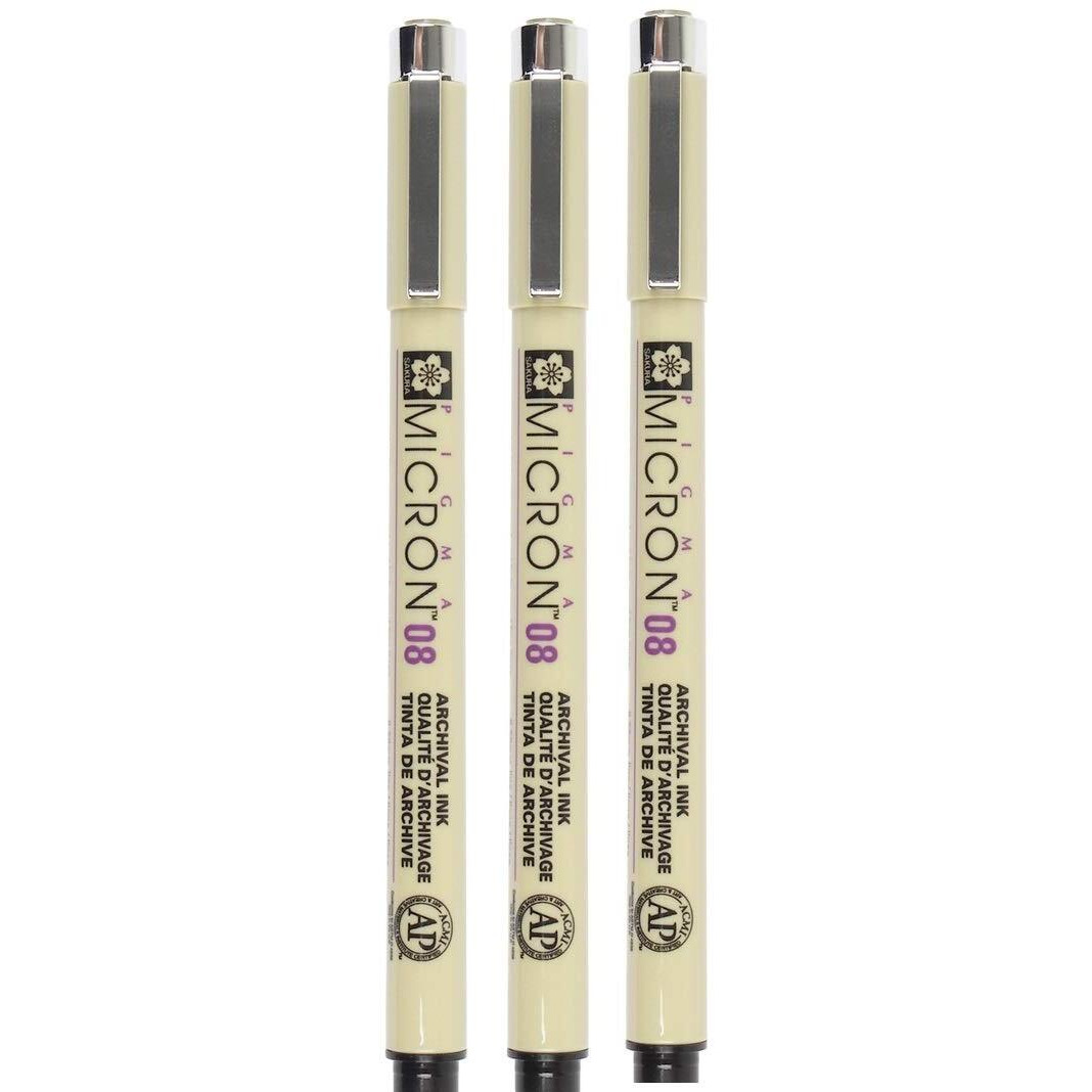 Sakura Pigma Micron Black Open Stock, Pack Of 3 Pens (08)