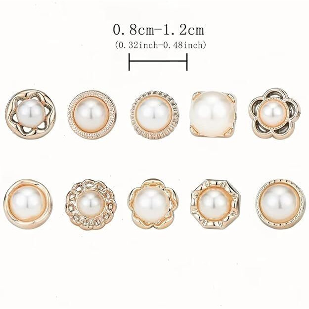 Zurato 10Pcs Safety Buttons For Women Button For Women Shirt Buttons Cover Up Button Safety Brooch Button For Clothing Dress Supplies Clothing Bags Accessories Supplies (Pearl Brooch Button, 10Pc Set)