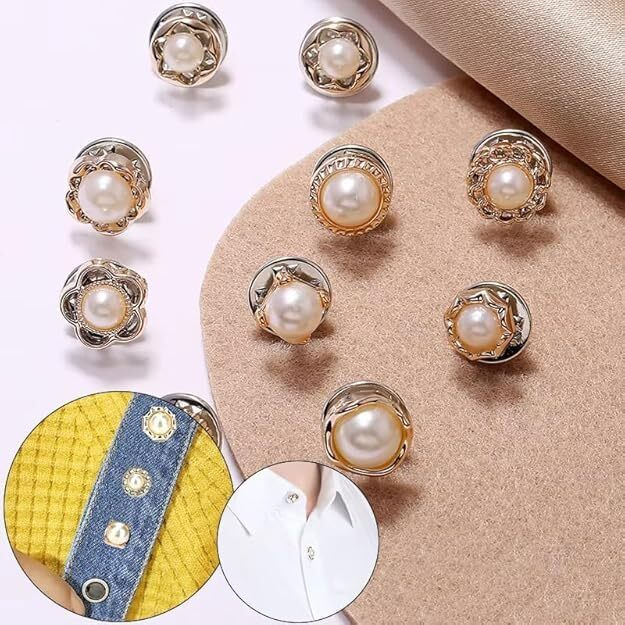 Zurato 10Pcs Safety Buttons For Women Button For Women Shirt Buttons Cover Up Button Safety Brooch Button For Clothing Dress Supplies Clothing Bags Accessories Supplies (Pearl Brooch Button, 10Pc Set)