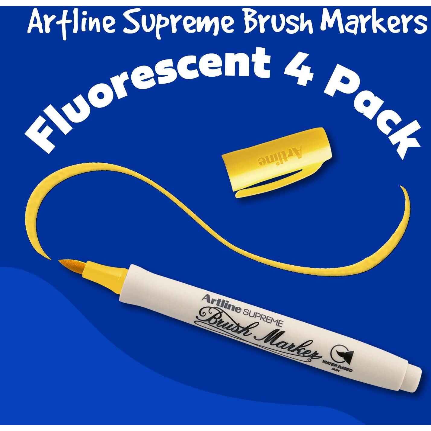 Artline Supreme Brush Marker Assorted Pack Of 4 (Fl.Yellow,Fl.Orange,Fl.Pink,Fl.Green) By Anmol Art & Frames
