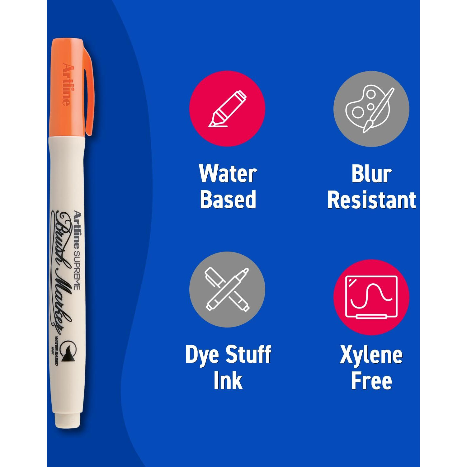 Artline Supreme Brush Marker Assorted Pack Of 4 (Fl.Yellow,Fl.Orange,Fl.Pink,Fl.Green) By Anmol Art & Frames