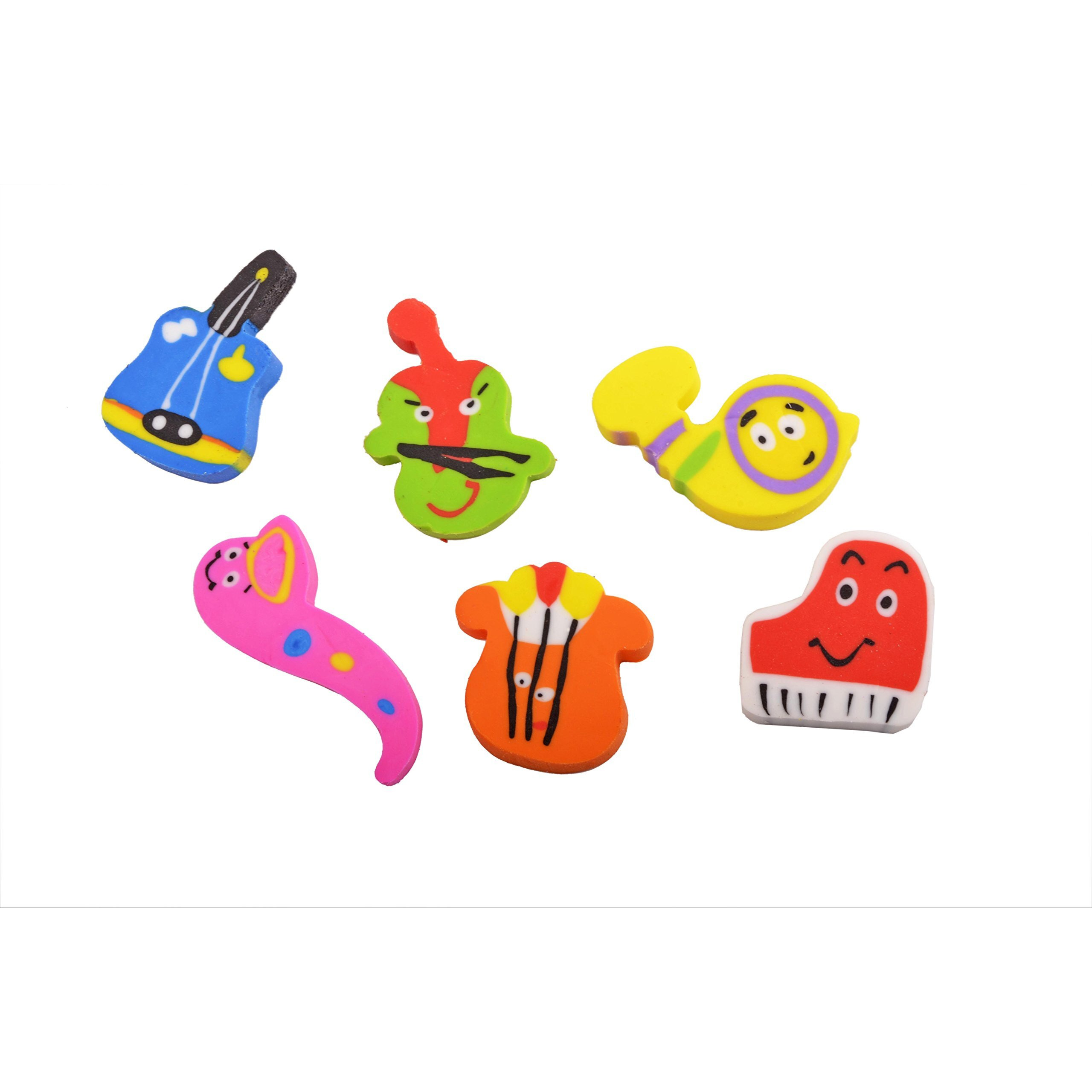 Coi Multi Colour Music Instruments Eraser Set For Kids.