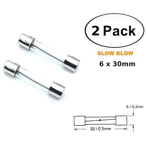 Centiot - 2Pcs - 6X30Mm Slow Melt Fuse Time Delay Insurance Tube Fuse - Suitable For Microwave Oven (10A 250V 6 X 30Mm Slow Melt)