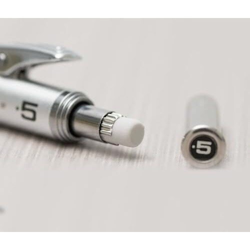 Pentel Graphgear 1000 0.5 Mm Mechanical Drafting Pencil | Metal Clip With Retractable Mechanism | Dual Metal & Rubber Grip | Pack Of 1 | Silver & Black (Pg1015)