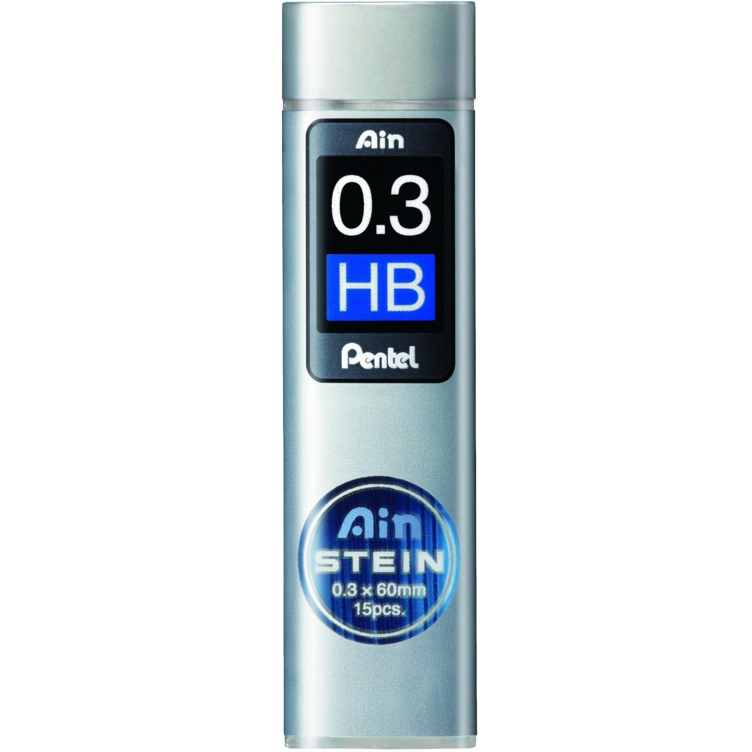 Pentel Ain Stein Mechanical Pencil Lead | Tip Size 0.3 Mm | Lead Of Grade Hb | Pack Of 15 Pcs (C273-Hb), Ink Black