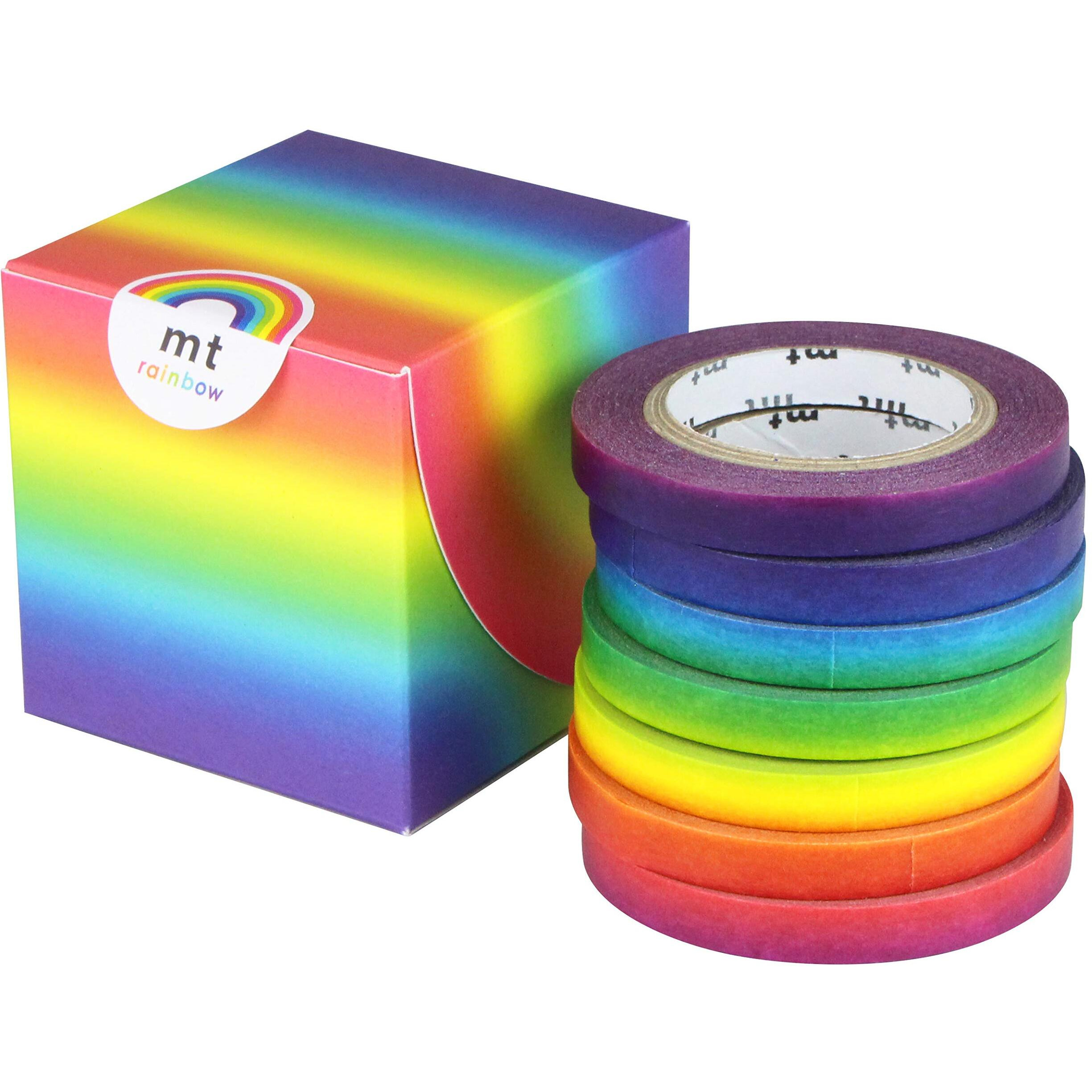 Mt Washi Masking Tape, 6 Mm X 10 Mtrs Shade - Rainbow, (Set Of 7)