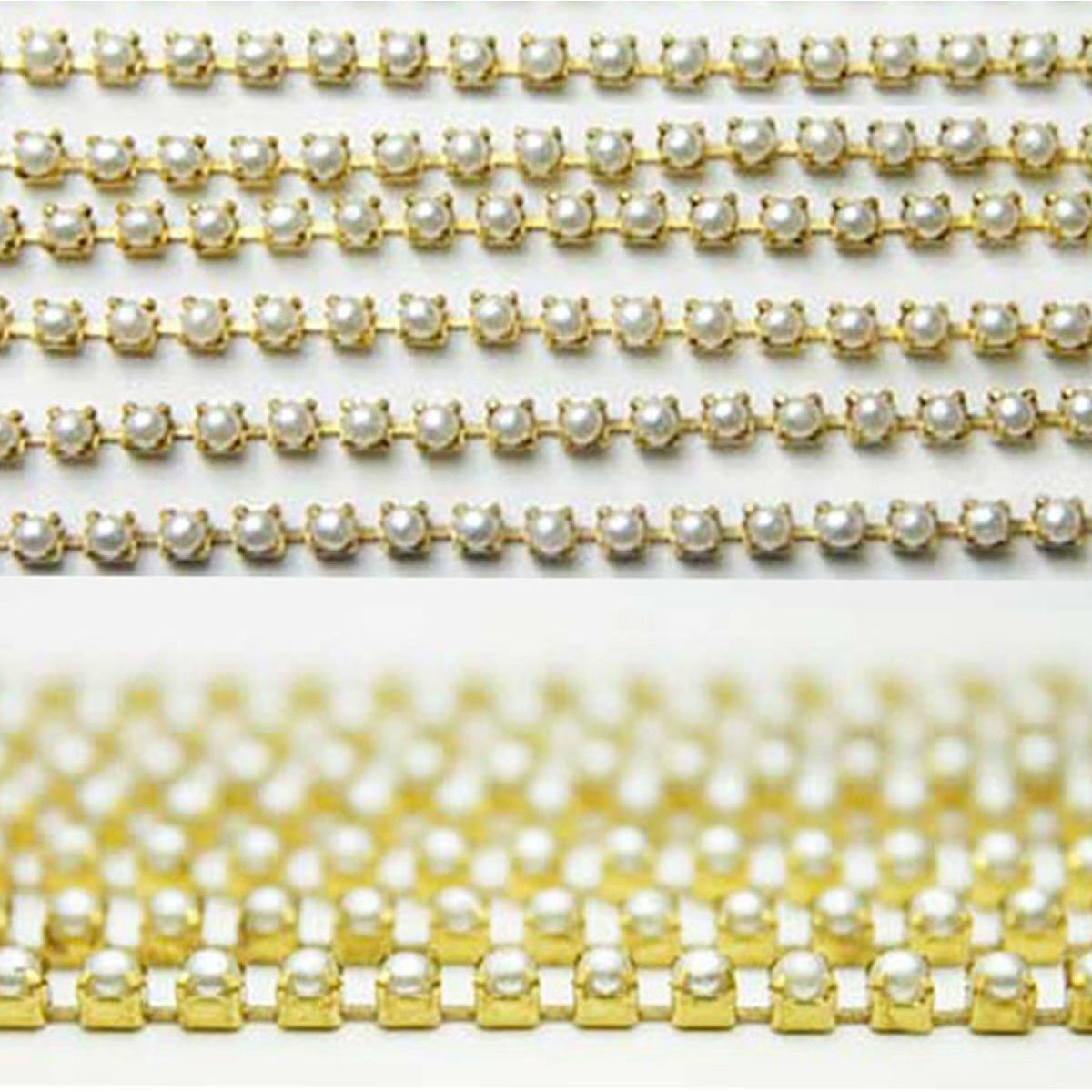 Embroiderymaterial Jewellery Making Pearl Chain For Silk Thread Jewelry Making, 3Mm, 5 Mtr, Cream Color