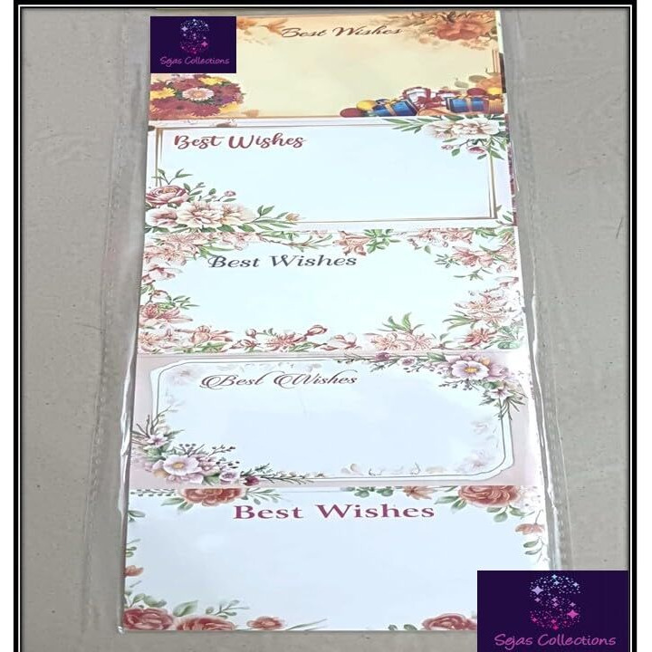 Sejascollections Elegent Best Wishes Stickers Suitable For Gift Wrapping And Cover Notes -Set Of 5 Designs X 10 Elegent Paper Gift Wrapper (Multicolor)