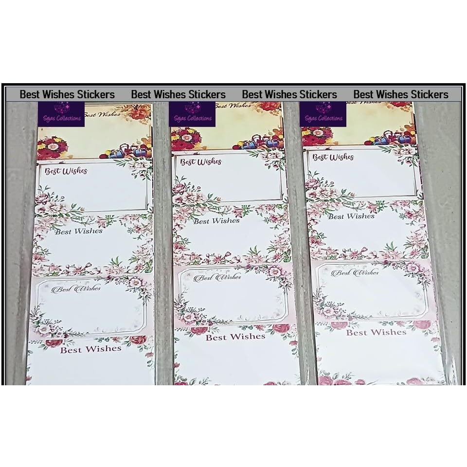 Sejascollections Elegent Best Wishes Stickers Suitable For Gift Wrapping And Cover Notes -Set Of 5 Designs X 10 Elegent Paper Gift Wrapper (Multicolor)