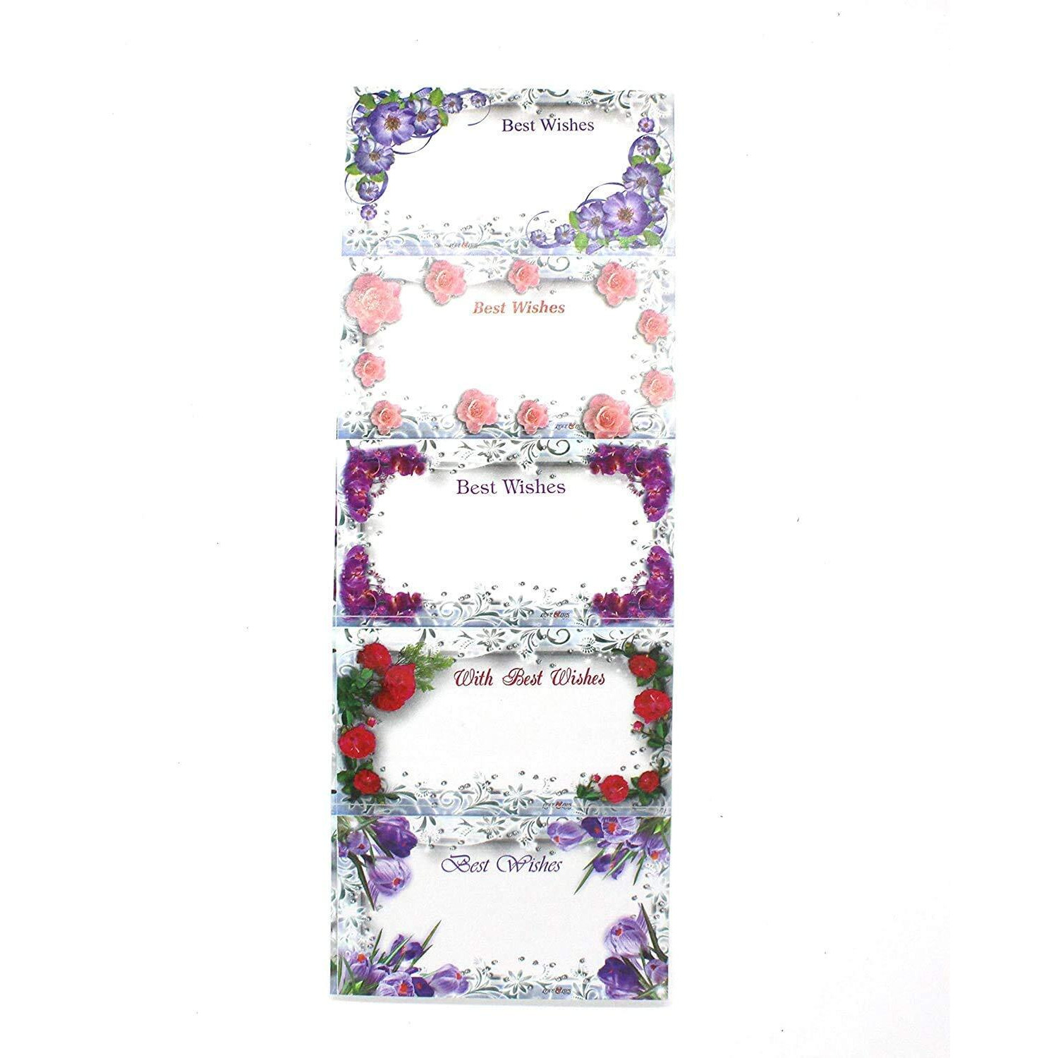 Sejascollections Elegent Best Wishes Stickers Suitable For Gift Wrapping And Cover Notes -Set Of 5 Designs X 10 Elegent Paper Gift Wrapper (Multicolor)