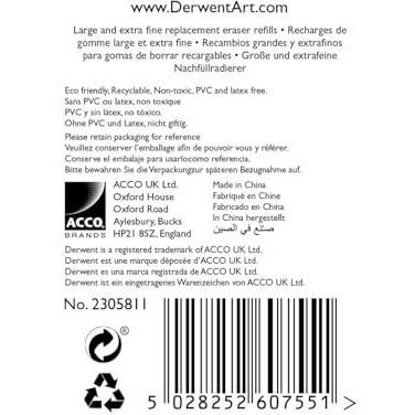 Derwent Usb Rechargeable Eraser Refills, 15 Large Erasers 5Mm And 15 Extra Fine Erasers 2.4Mm (Pack Of 30)