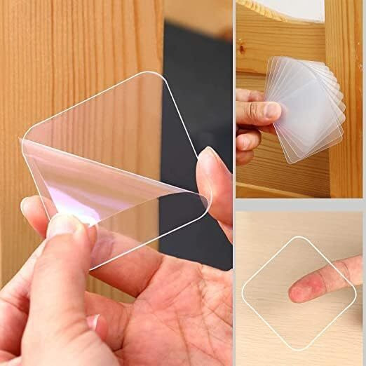 Gaptur Double Sided Tape, Sided Adhesive No Trace Sticker Pads Mounting Tape Super Strong Heavy Duty Washable Sticky Patch Clear Removable Multipurpose Adhesive (10)