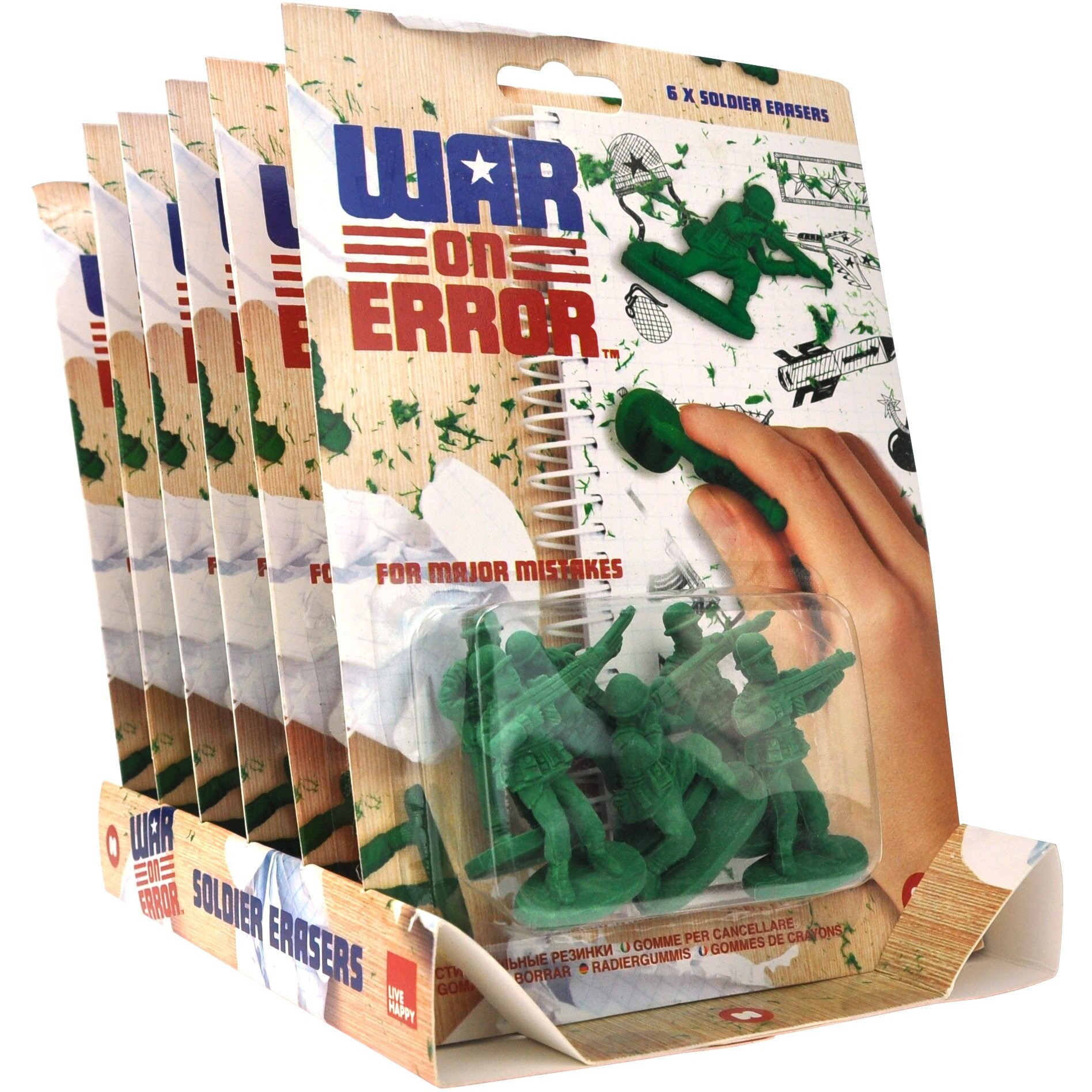 Mustard War On Errors Toy Soldier Erasers - 6Pcs