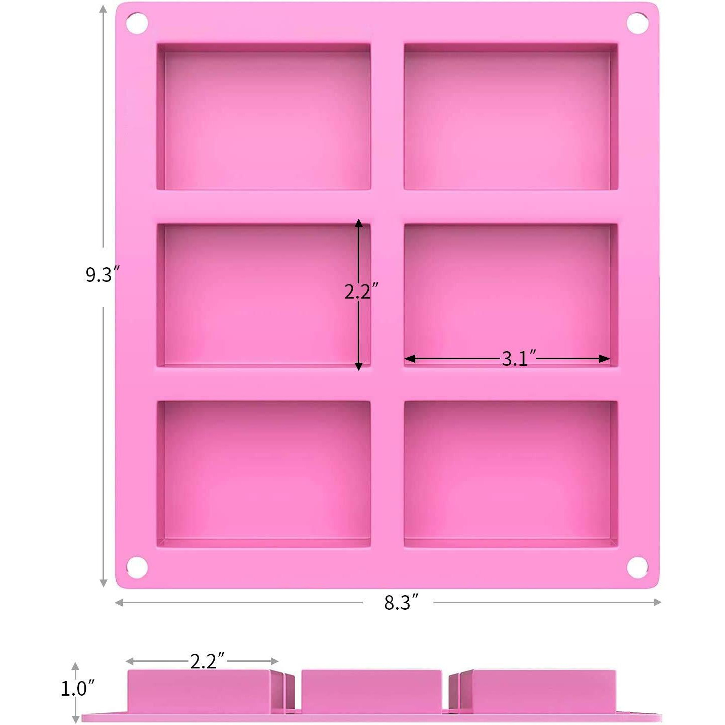 Silicone Soap Molds Set Of 3, 6 Cavities Diy Handmade Soap Moulds - Cake Pan Molds For Baking, Biscuit Chocolate Mold, Silicone Soap Bar Mold For Homemade Craft, Ice Cube Tray