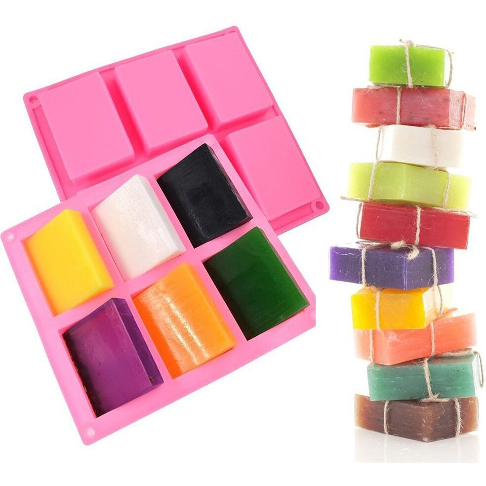 Silicone Soap Molds Set Of 3, 6 Cavities Diy Handmade Soap Moulds - Cake Pan Molds For Baking, Biscuit Chocolate Mold, Silicone Soap Bar Mold For Homemade Craft, Ice Cube Tray