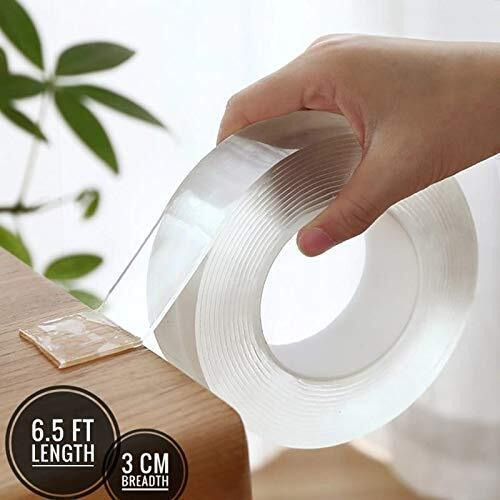 Dozzby With Db 3 Meter Double Sided Adhesive Silicon Tape, Transparent Adhesive Heavy Duty, Heat Resistant,Multi-Functional, Removable, Washable, Sticky,No Trace,Anti-Slip Gel,Nano,Tape