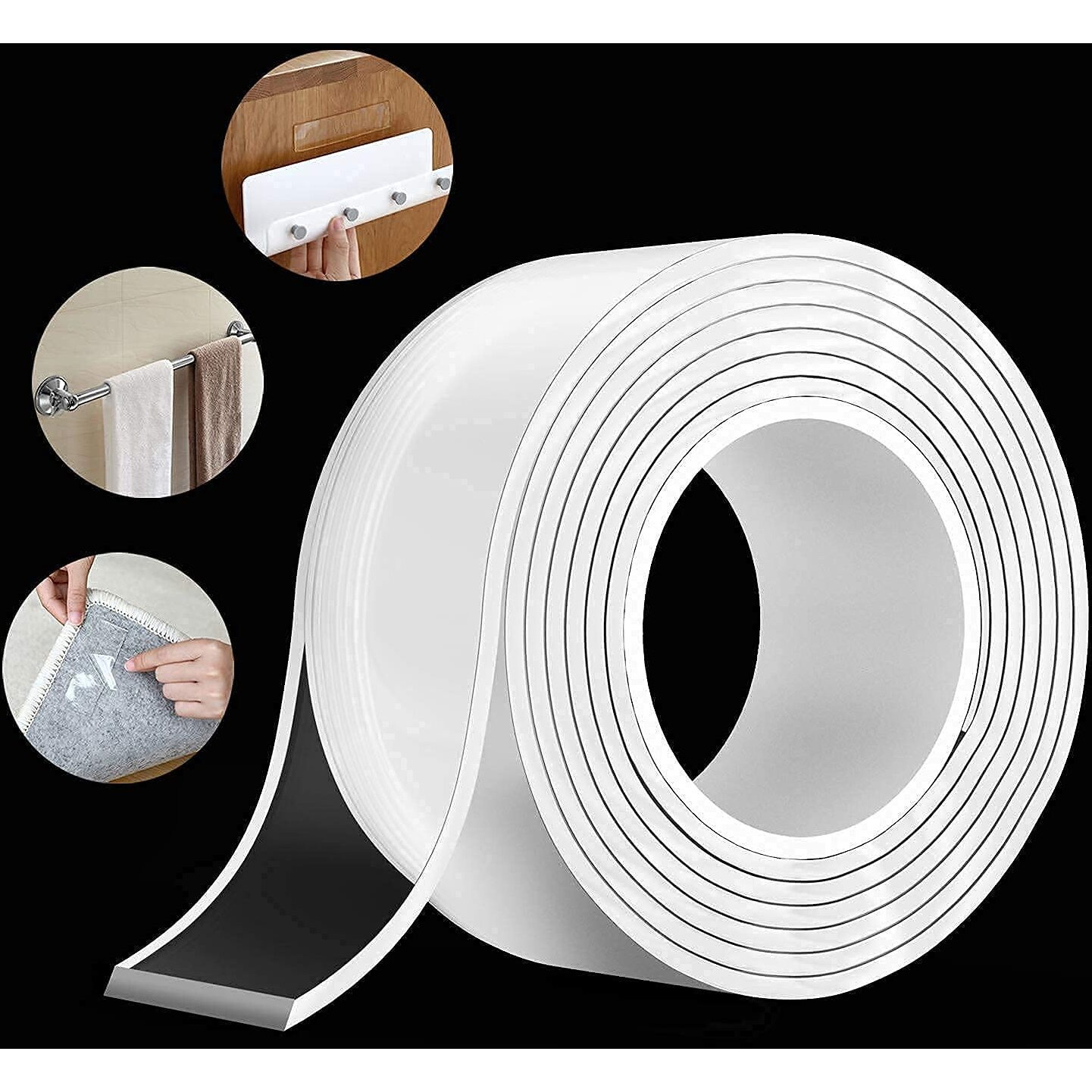 Stolenband Double Sided Tape Heavy Duty (3 Meter), Multipurpose Removable Mounting Adhesive Strips Gel Grip Wall Tape, Washable Traceless Carpet Mat Poster Tape For Home (Transparent).