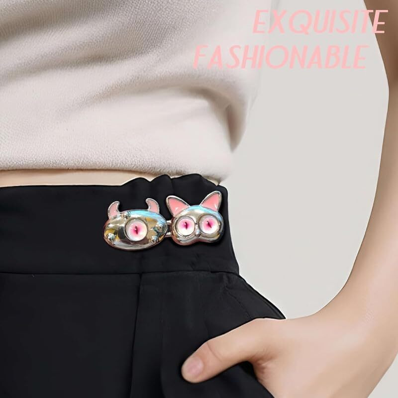 Tonity Pant Waist Tightener Reusable Waist Button Tightener, Free Alloy Reusable Adjustable Removable Button Pins Pants Clips Fit Button No Sewing Decoration Accessories(2 Psc) (Baby Pink)