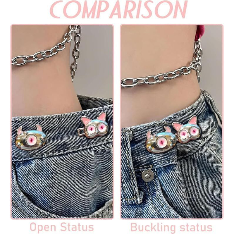 Tonity Pant Waist Tightener Reusable Waist Button Tightener, Free Alloy Reusable Adjustable Removable Button Pins Pants Clips Fit Button No Sewing Decoration Accessories(2 Psc) (Baby Pink)