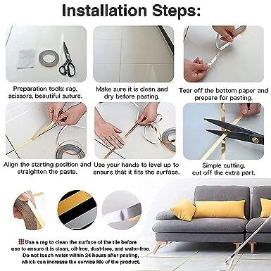 Jb Export Silver Tile Sticker Waterproof Gap Sealing Tape Strip Self-Adhesive Decoration Tape For Floor, Tiles And Wall Decoration (0.5Cm X 50M)