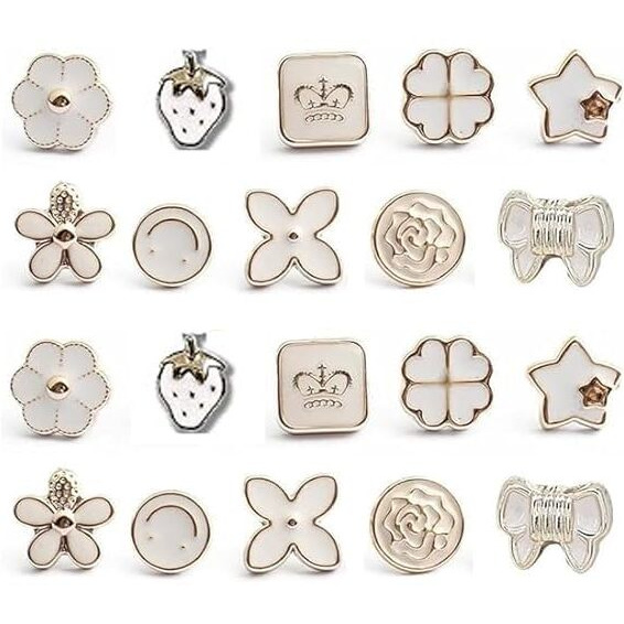 Arlicodeck 20Pcs Women Shirt Brooch Pearl No Sew Button Pins Instant Jeans Safety Pin