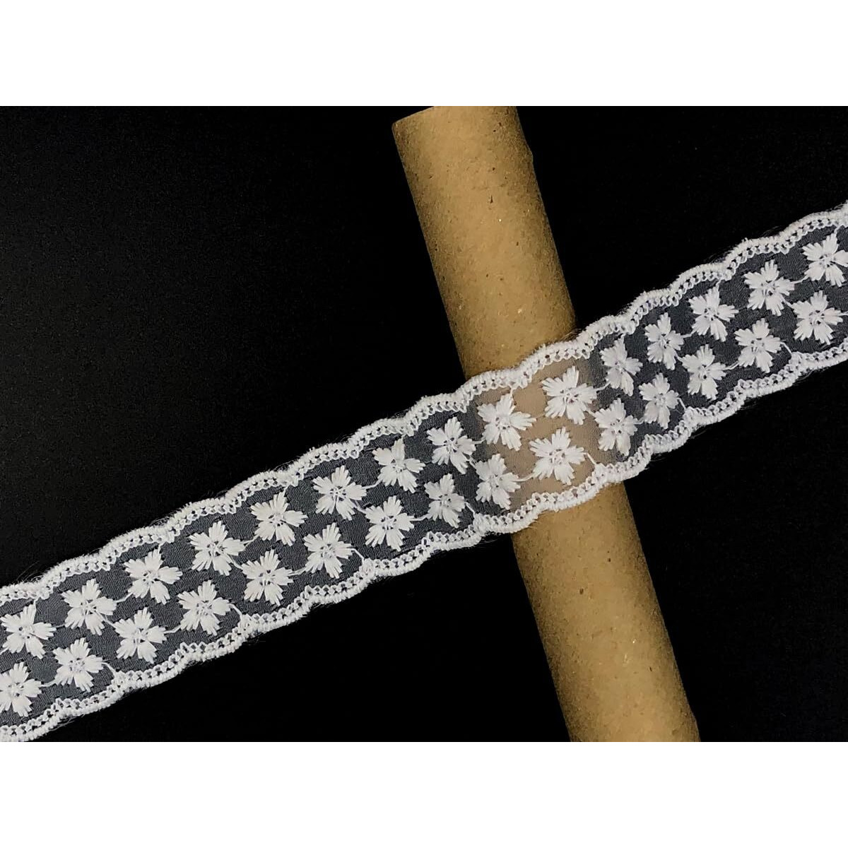 Orient Lace Craft White Organza Lace & Border Material On Tissue  3 Cm Trim For Suits, Sarees, Bridal, Diy Projects  10 Yards