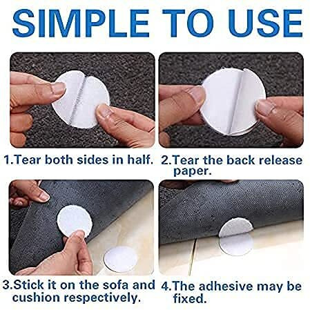 Vinsh Enterprise Double Sided Hook Loop Dots Adhesive Sticky Back Coins Self Adhesive Fastener Interlocking Tape For Couch Cushions, Carpet, Stair Treads Carpet, Diy Craft, Round 2 Inch, (Set Of 10)