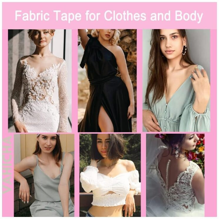 Dozzby With Db Double Sided Tape For Clothes, Fabric Tape For Clothes And Body, Fashion Clothing Tape For Women Dress, Skin And Fabric Friendly, Clear & Transparent (Free, 24)