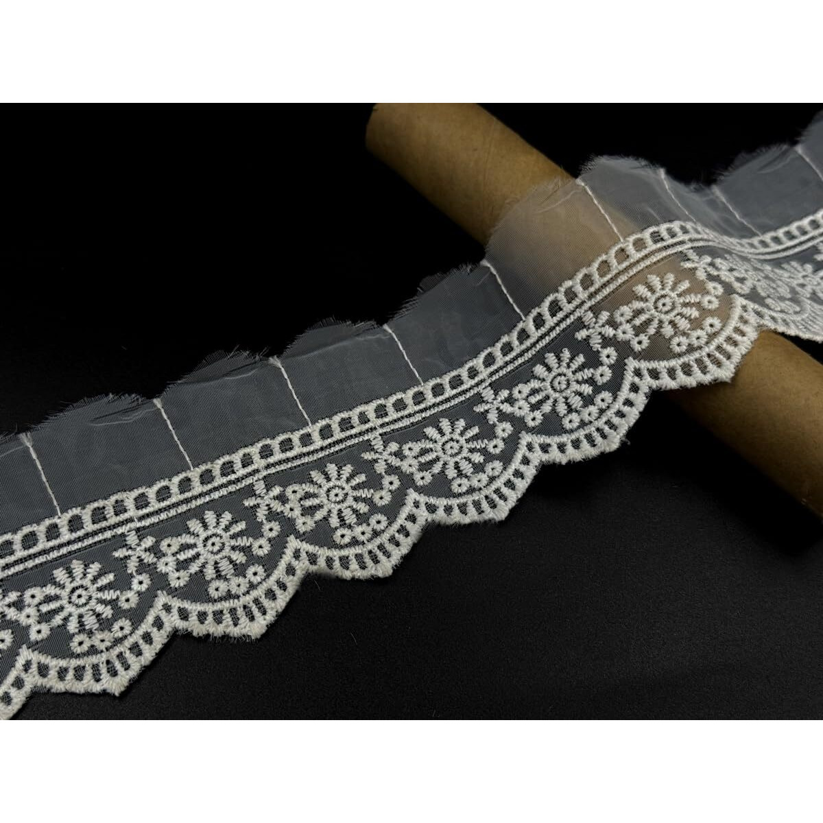 Orient Lace Craft White Organza Lace And Border Material For Suits,Saree(4 Cm) Qty 10 Yards,Used As Trims,Embroidery Lace,Applique,Sewing Supplies,Cotton Lace Work,Dupatta Lacebridal,Diy.
